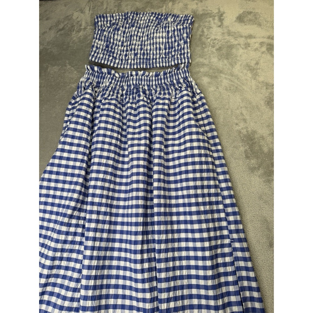 Universal Thread Women's 2 Piece Smocked Strapless Gingham Top Skirt Set Sz S